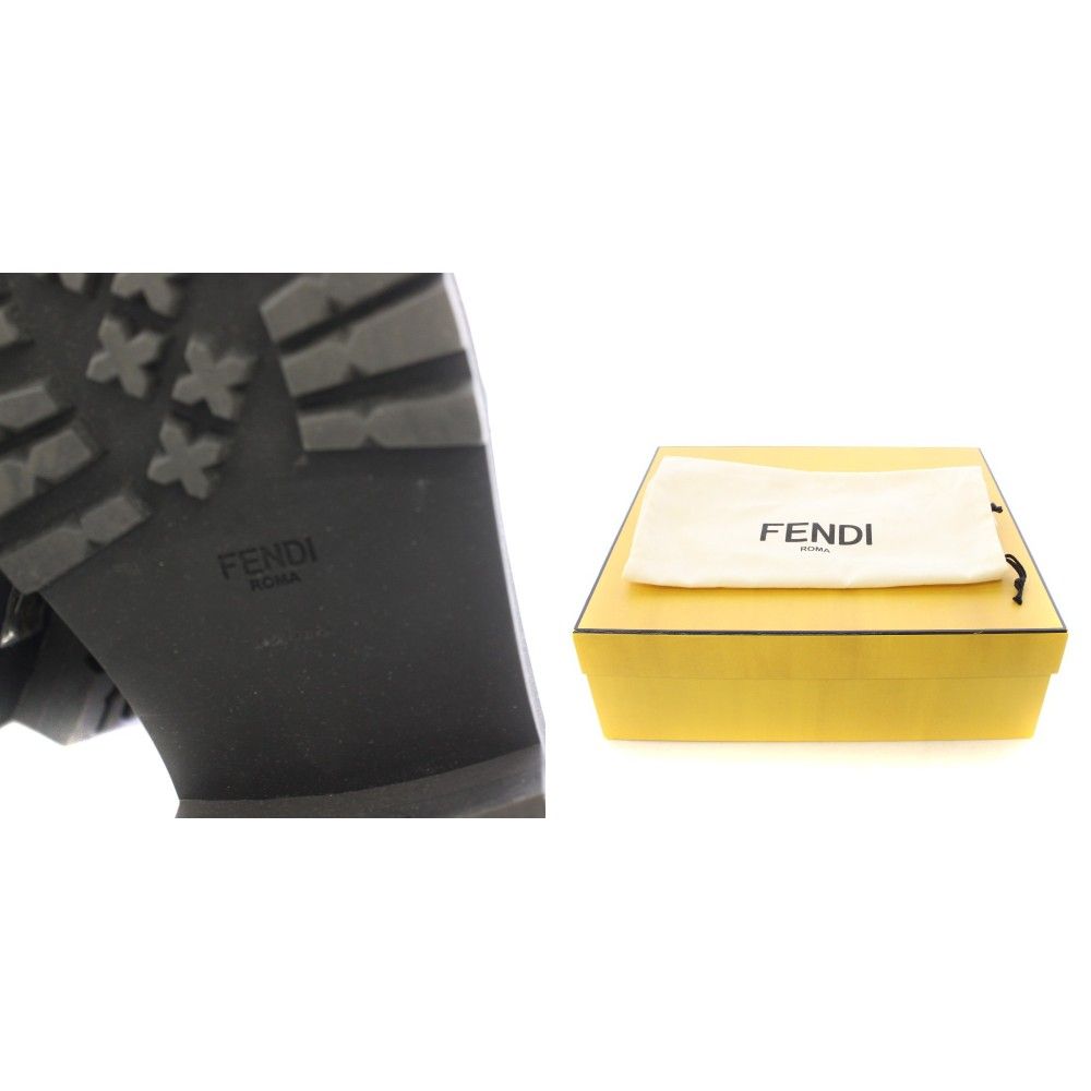 Fendi Roma Short Boots Leather Lace Up 37 Black TK — view 9