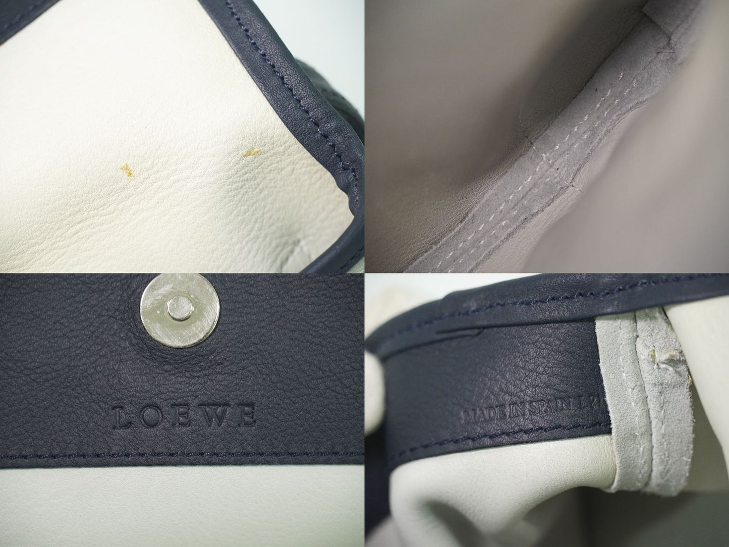 Loewe Anagram Shoulder Bag Pochette Suede Leather Blue Gray Navy — view 9