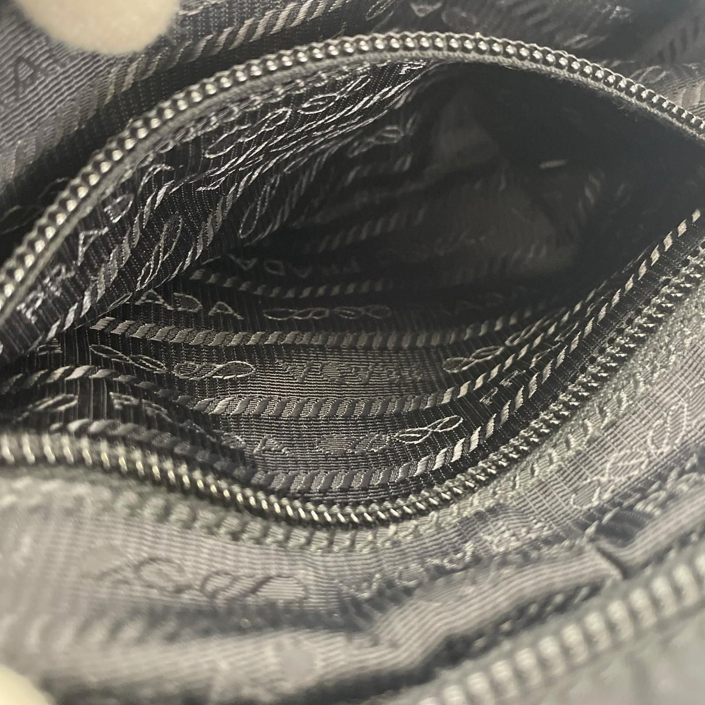 Prada Triangle Logo Saffiano Pouch Black — view 8