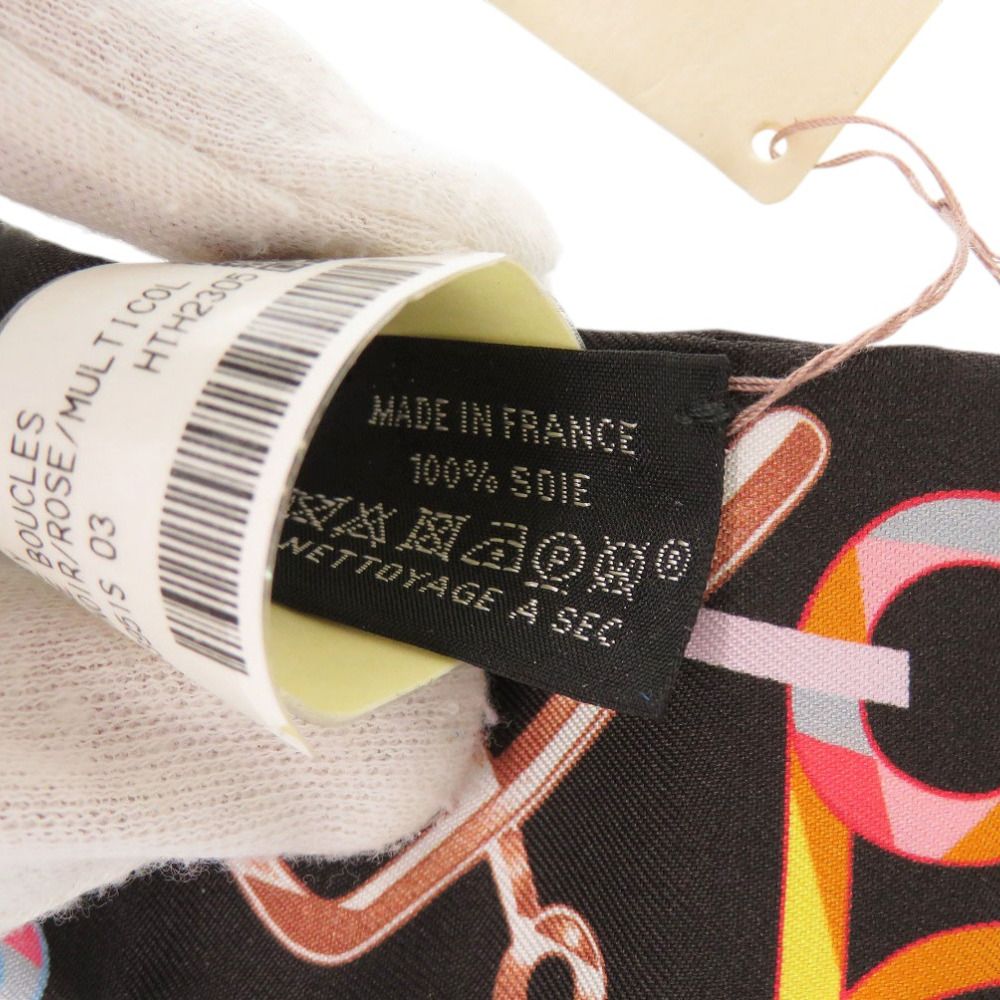 Hermes Twill Re Boucles Silk Noir Scarf Black — view 3