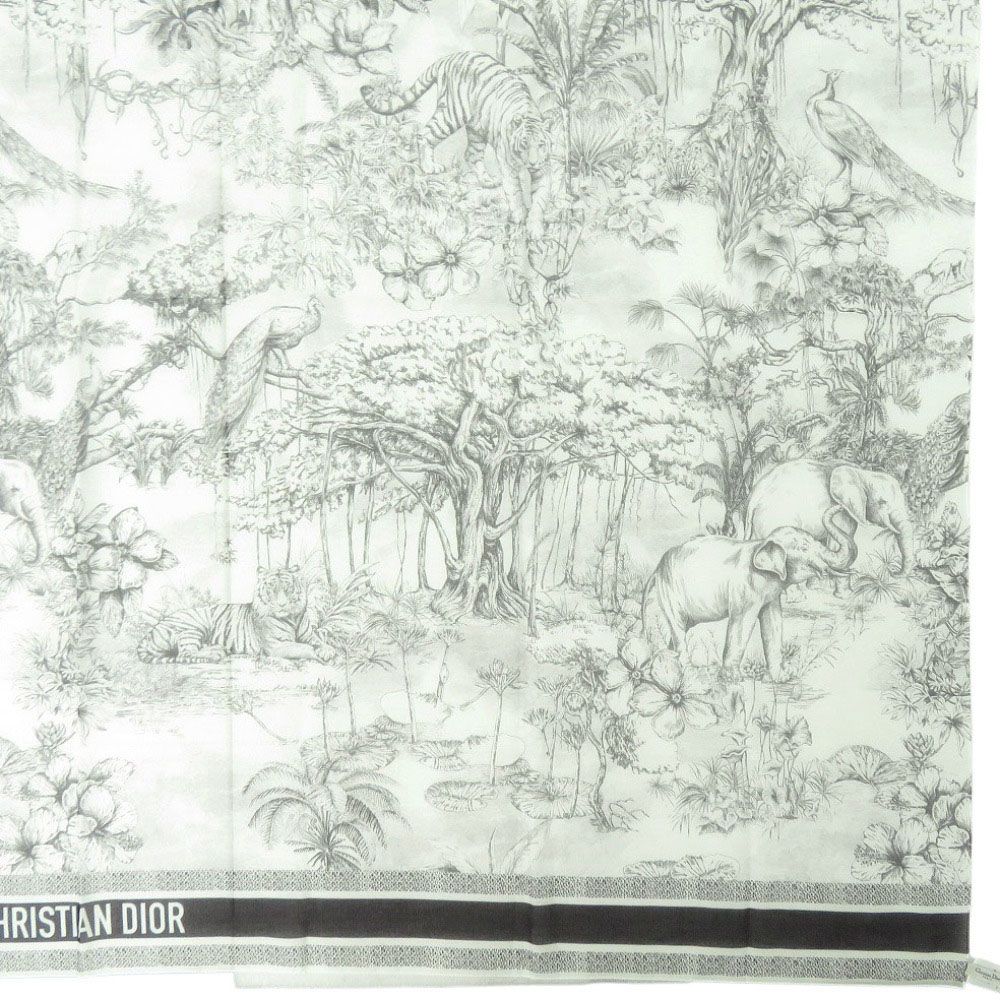Dior Toile de Jouy Sauvage Shawl Cotton Black White Scarf — view 9