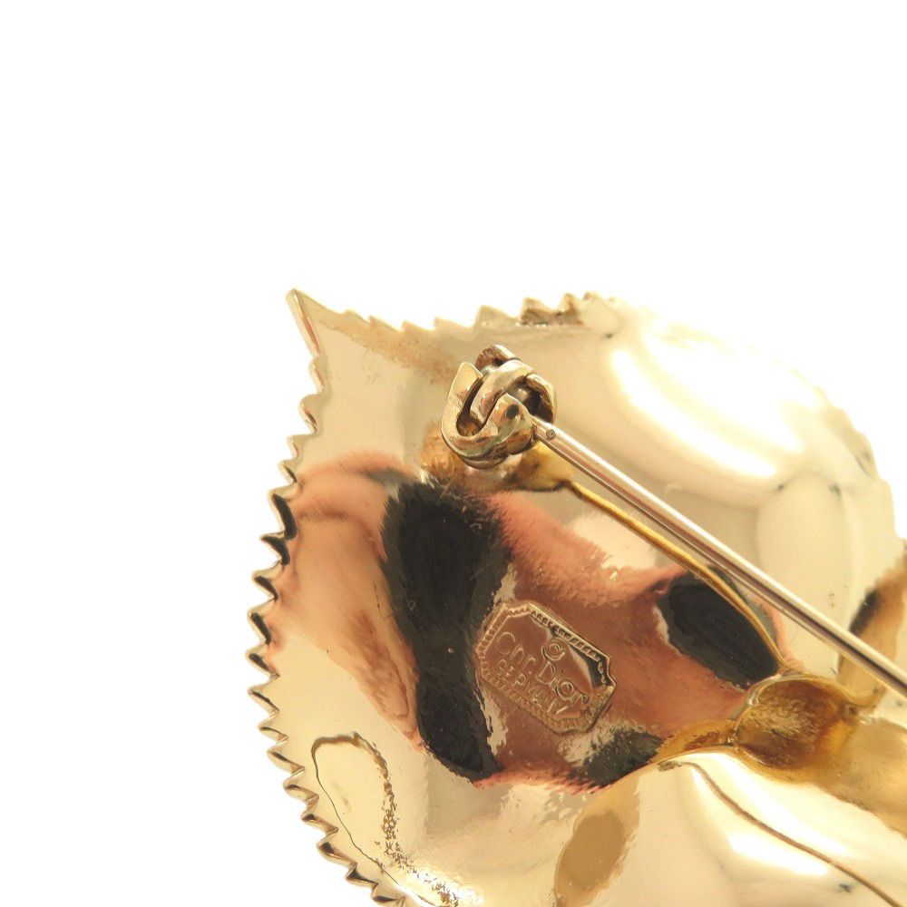 Dior Leaf Motif Metal Gold Brooch — view 9