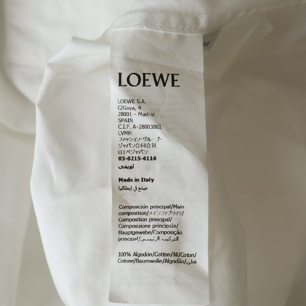 Loewe Draped Shirt Logo Leather Decoration Cotton Long Sleeve White — view 8