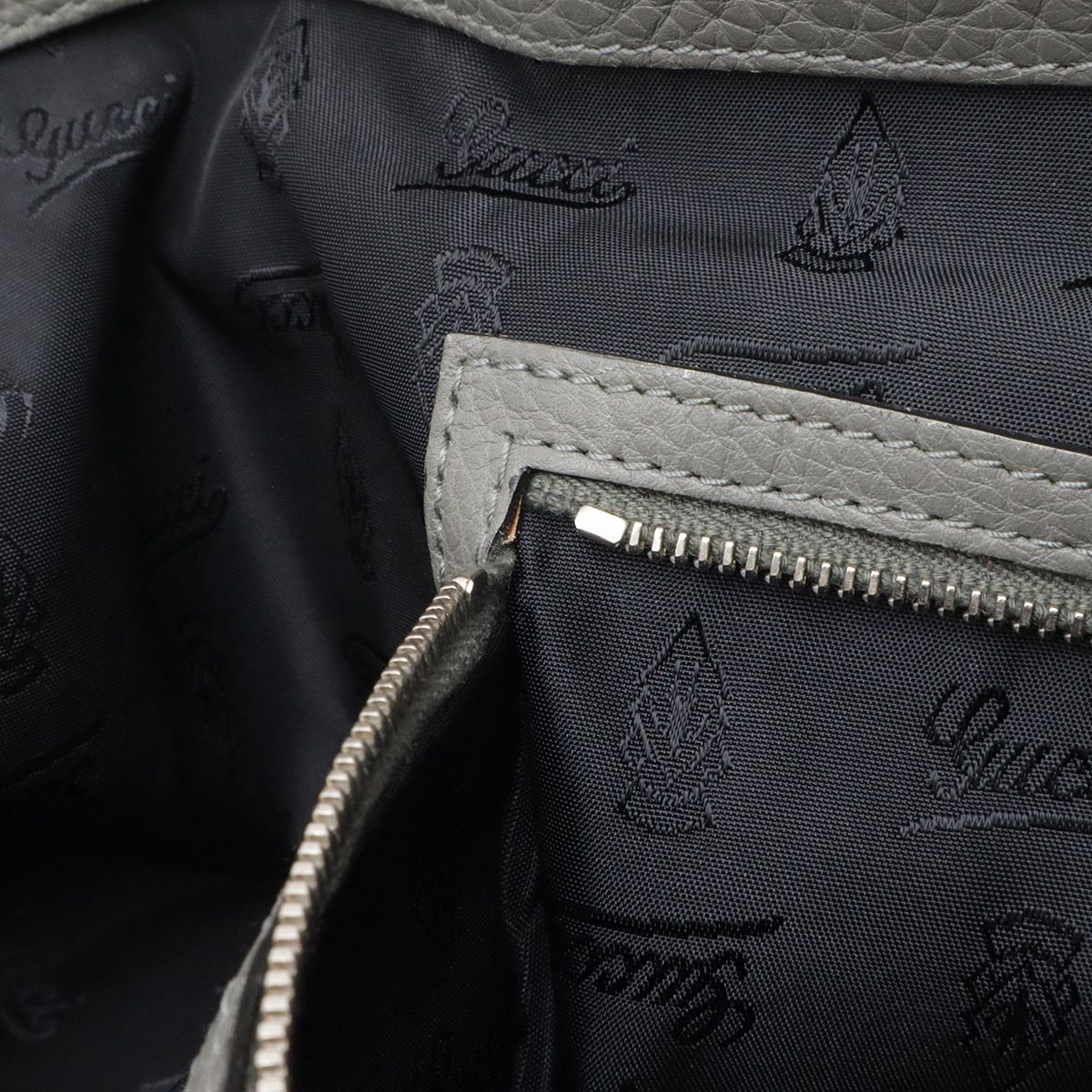 Gucci GG Neoprene Tote Shoulder Bag Nylon Leather Light Gray — view 7