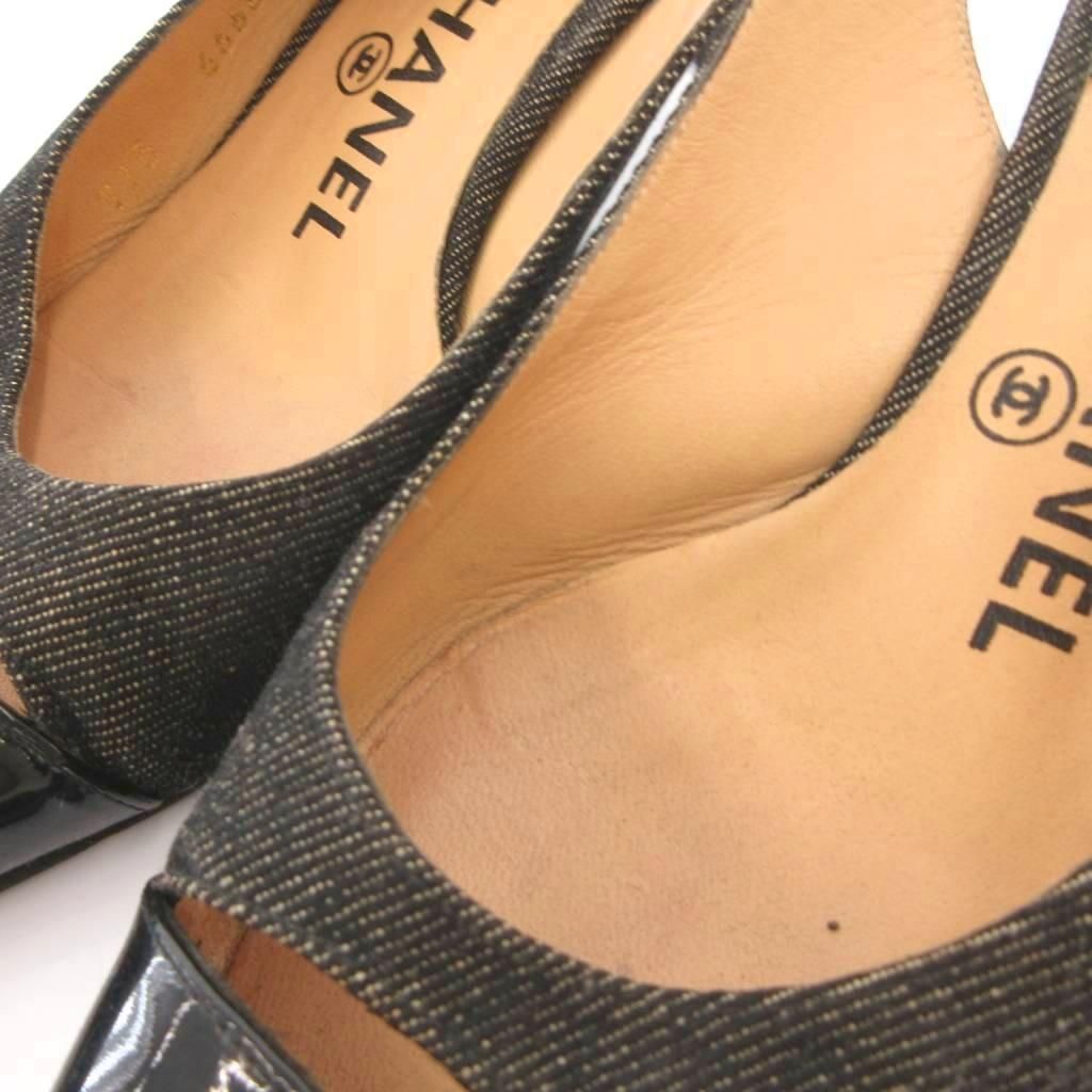 Chanel Mules Pointed Toe Pin Heels 37 Black — view 8