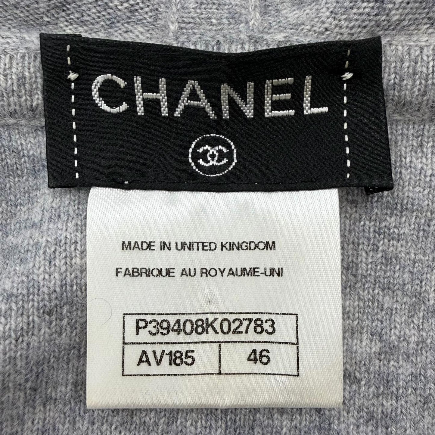 Chanel Cashmere CC Logo Button Decoration Double Zip Hoodie Gray 46 OK — view 9