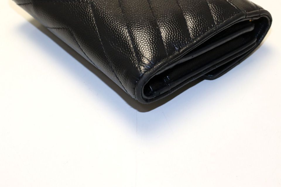 Saint Laurent YSL Line Stitch Leather Trifold Wallet — view 9