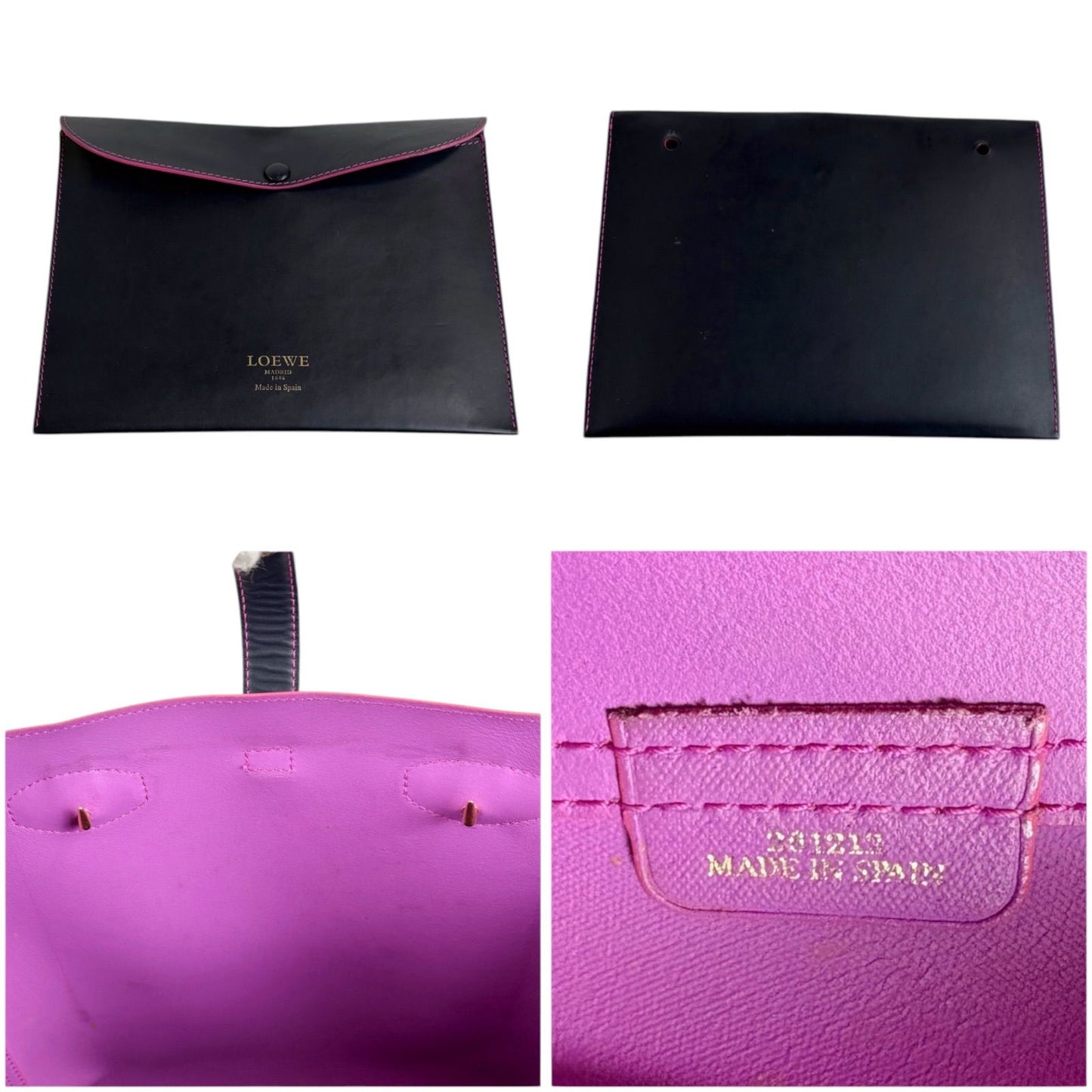 Loewe Tote Anagram Logo Dark Navy Black Pink Leather — view 9