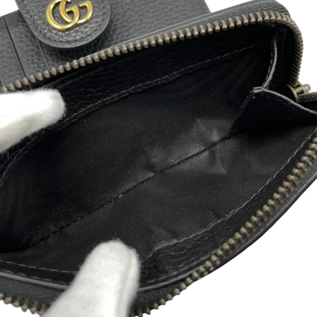Gucci Bifold Wallet with Bamboo Double Compact Leather Black Gold — view 9