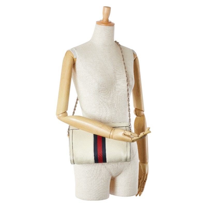 Gucci Ophidia Sherry Line Chain Crossbody Shoulder Bag White Ivory Leather — view 7