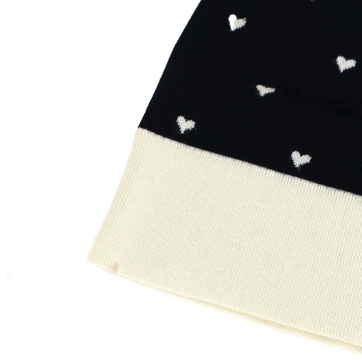 Hermes Cashmere Silk Heart Turtleneck Knit Sweater Navy Ivory 42 — view 7
