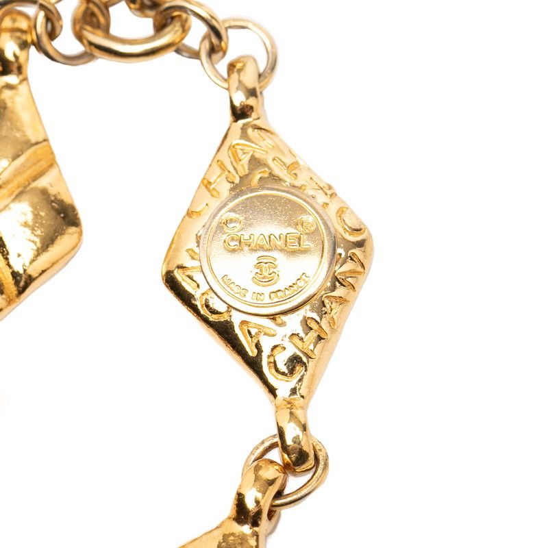 Chanel Logo Quilted Bracelet Double Chain Gold Plated — view 5