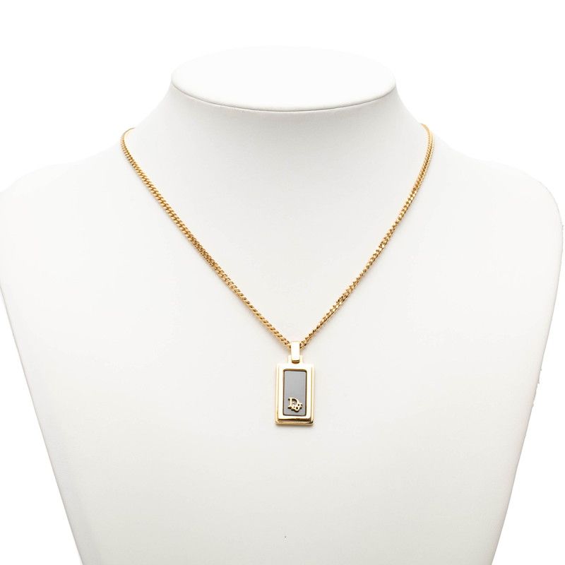 Dior CD Logo Necklace Gold Black Plated — view 6