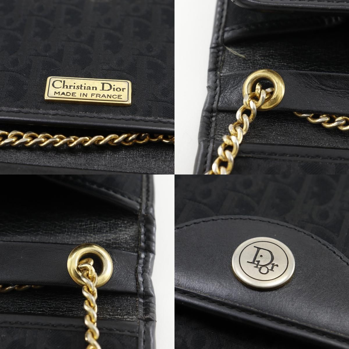 Dior Chain Shoulder Vintage Canvas Black Bag — view 9