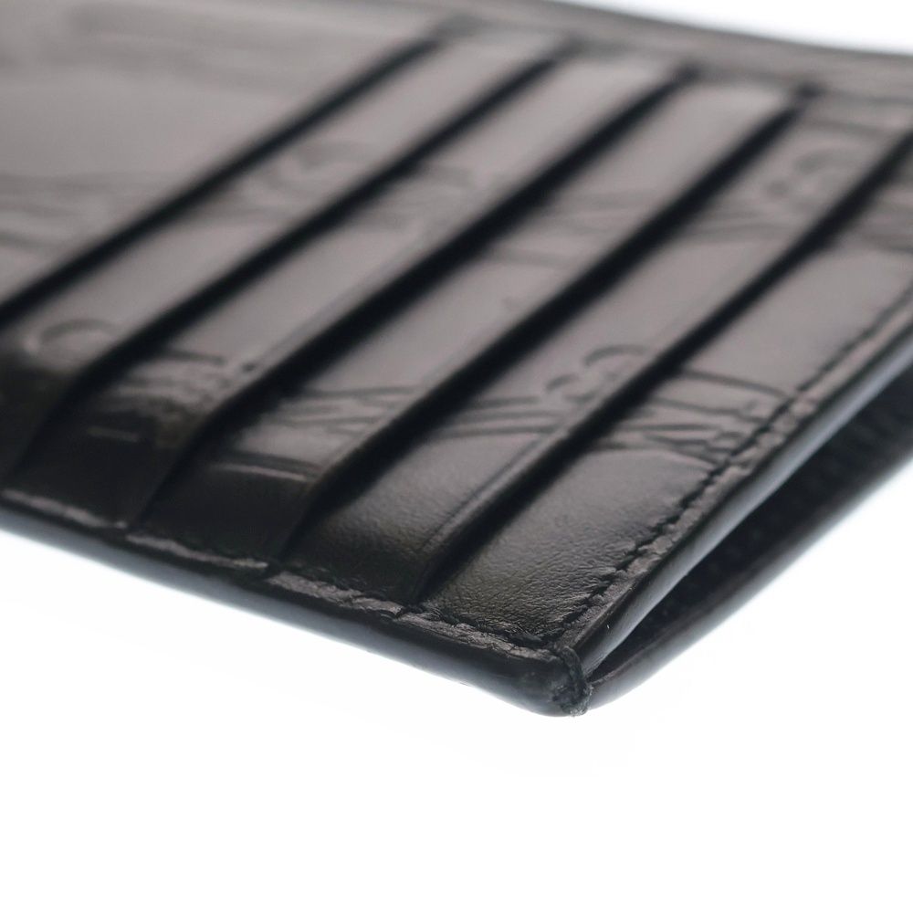 Balenciaga Embossed Monogram Coin Case BB Fragment Card Purse Black — view 6