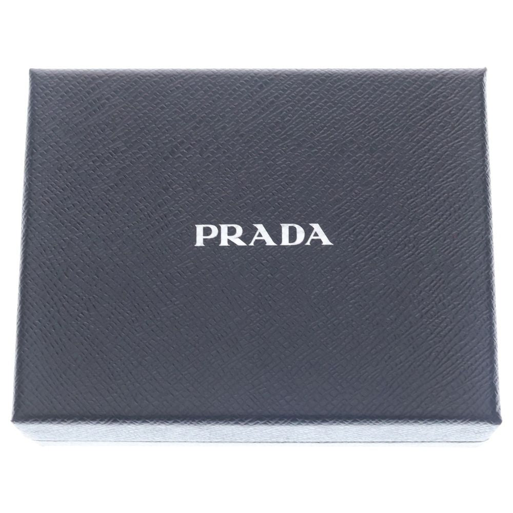 Prada Compact Wallet Bifold Coin Case Black Leather Nylon Silver — view 6