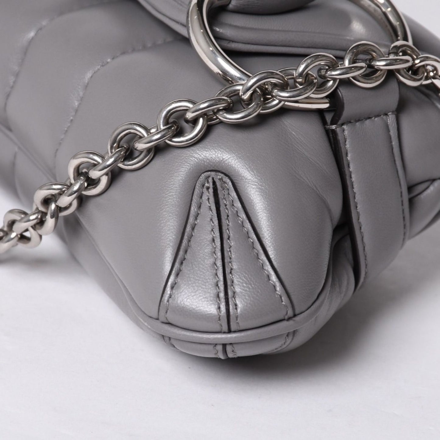 Gucci Horsebit 2-Way Shoulder Bag Leather Gray Silver — view 8