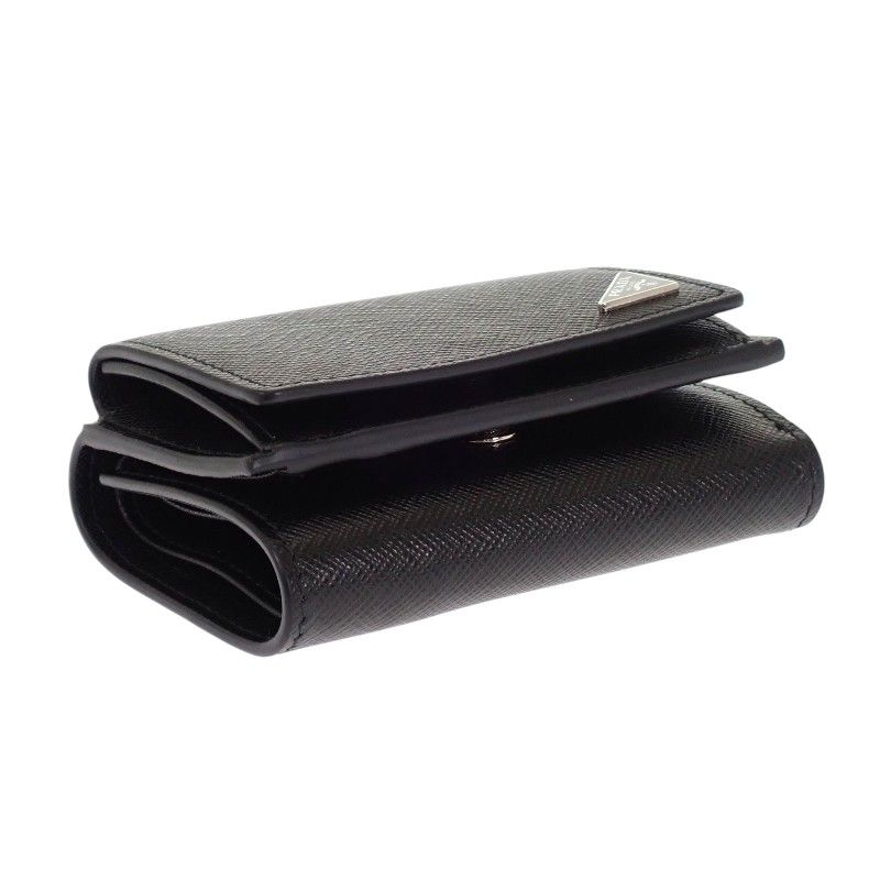 Prada Saffiano Triangle Wallet Trifold Black — view 9