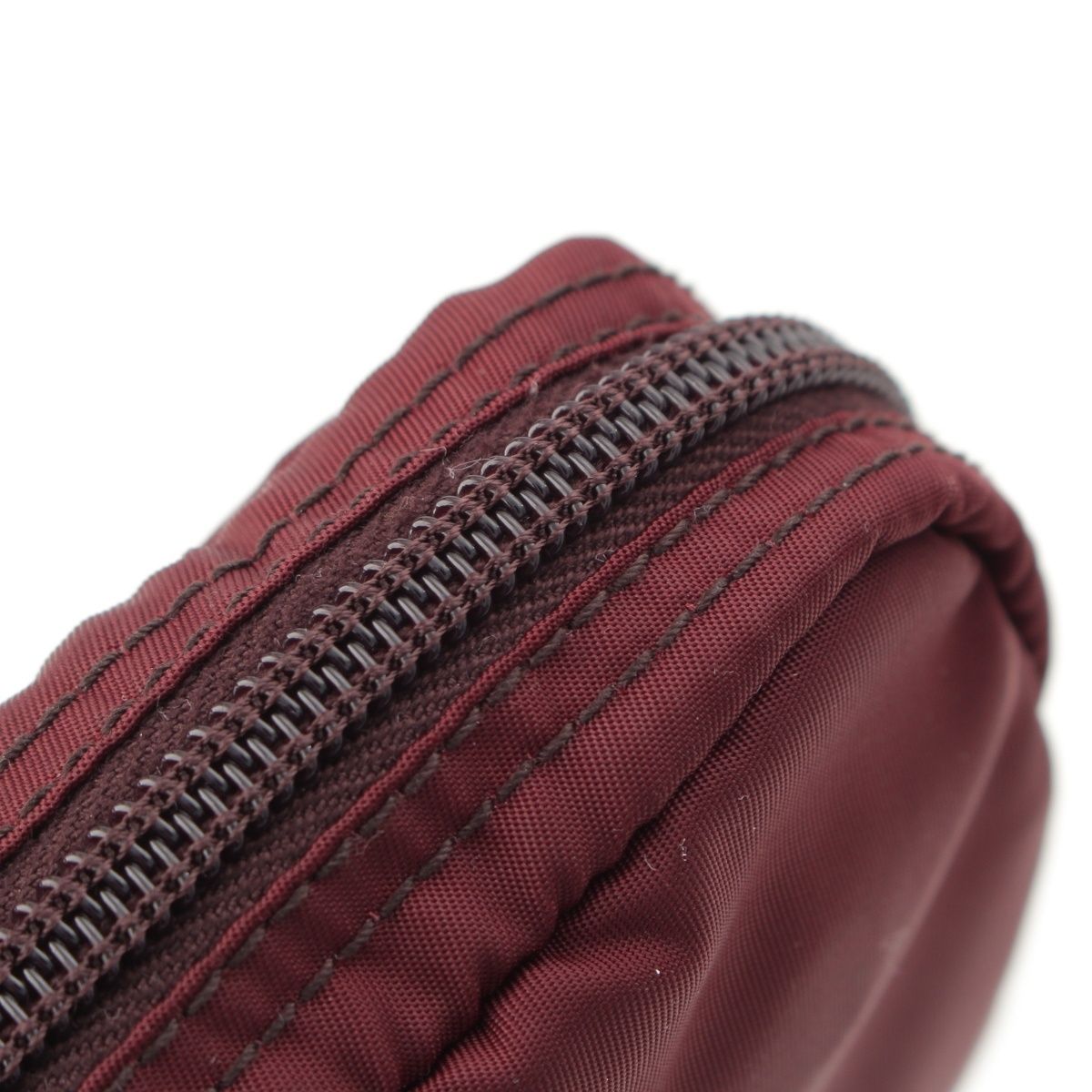 Prada Nylon Triangle Plate Mini Pouch Bordeaux — view 9