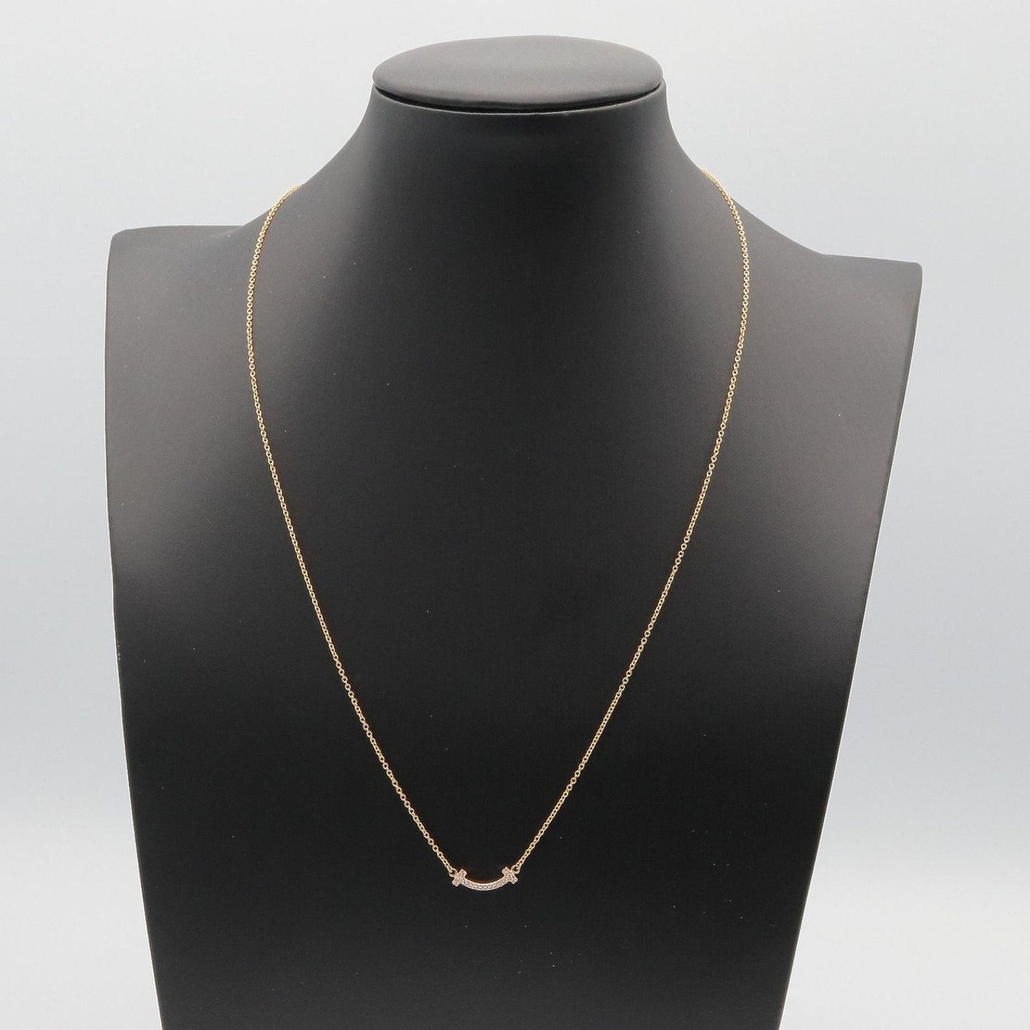 Tiffany & Co Necklace T Smile Mini Diamond 40.5 45.5 cm 18k Pink Gold — view 5