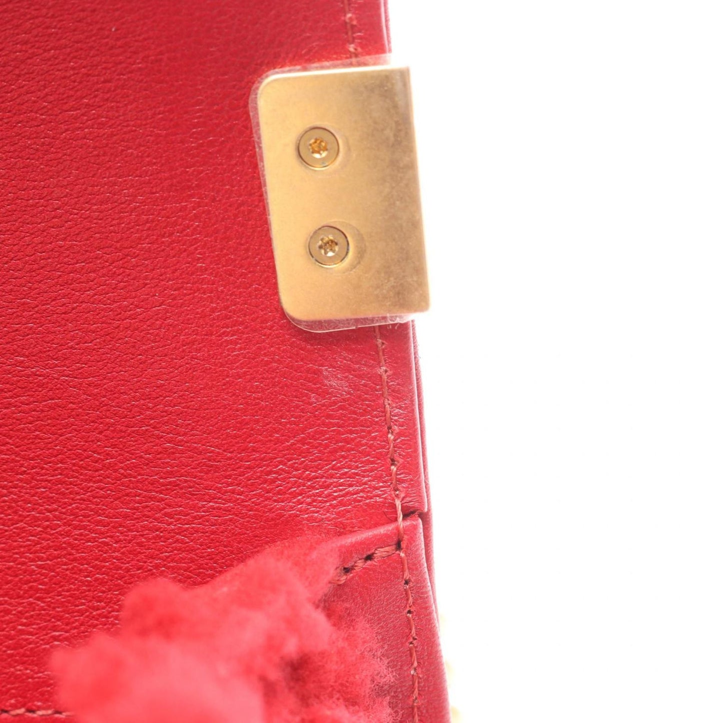 Chanel Shoulder Bag Small Red Leather Chain — view 9
