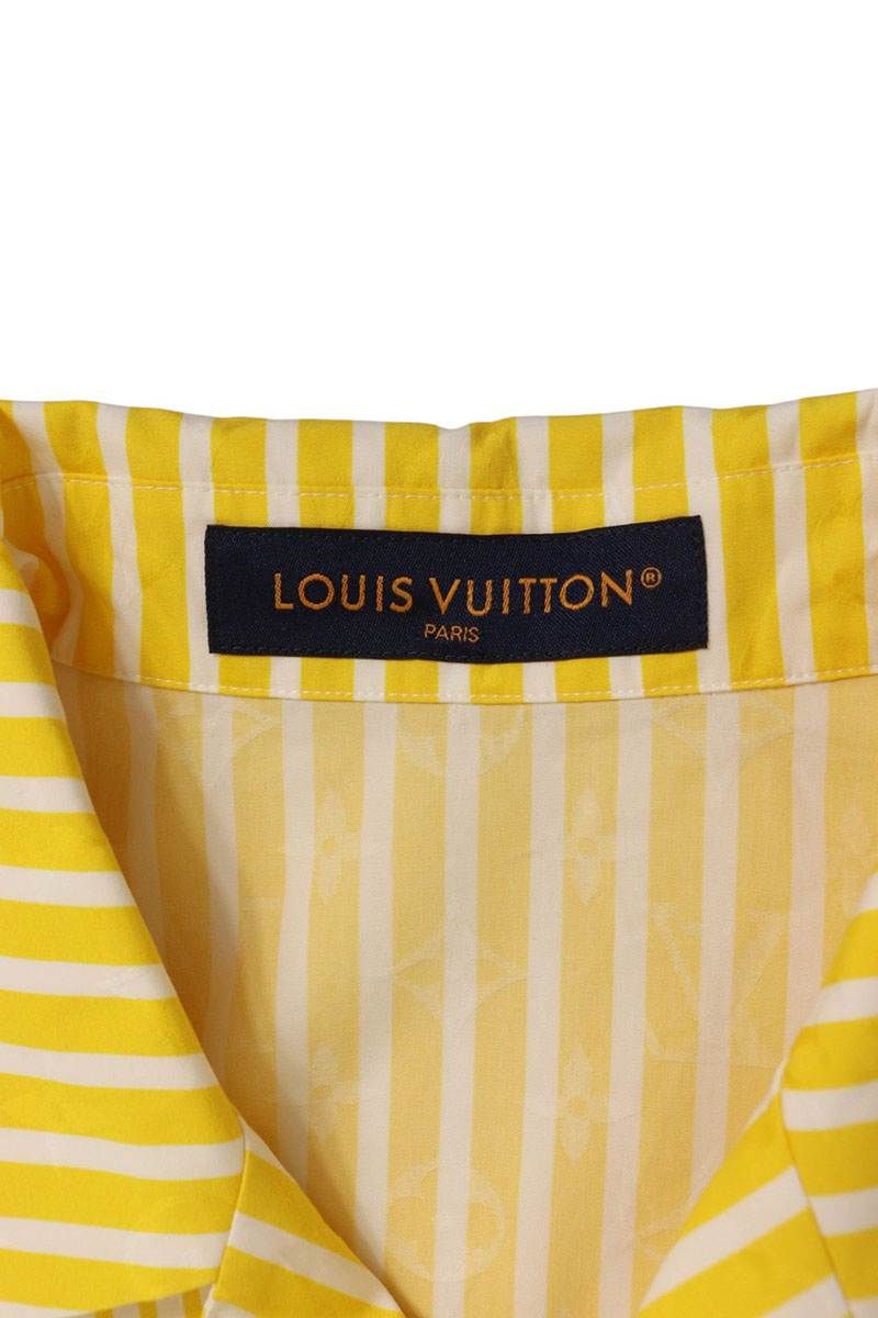Louis Vuitton MM Vwx Monogram Stripe Rubber Logo Short Sleeve Shirt XS — view 3