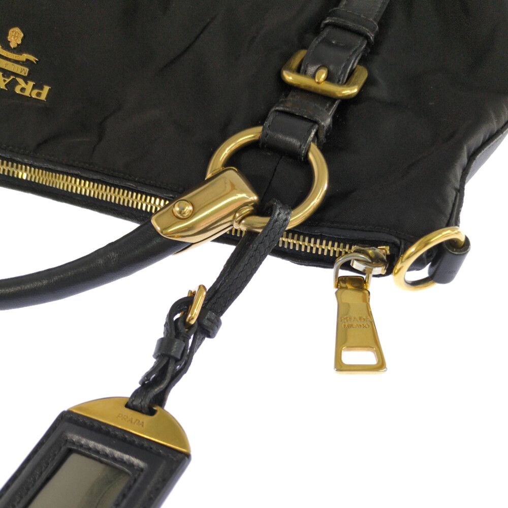 Prada Tessuto Nylon Leather Tote Black — view 9