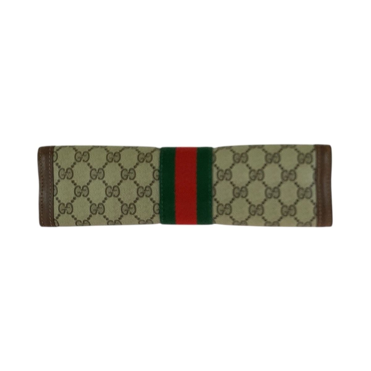 Gucci Vintage Sherry Line Beige Brown GG Supreme Canvas Leather Clutch — view 8