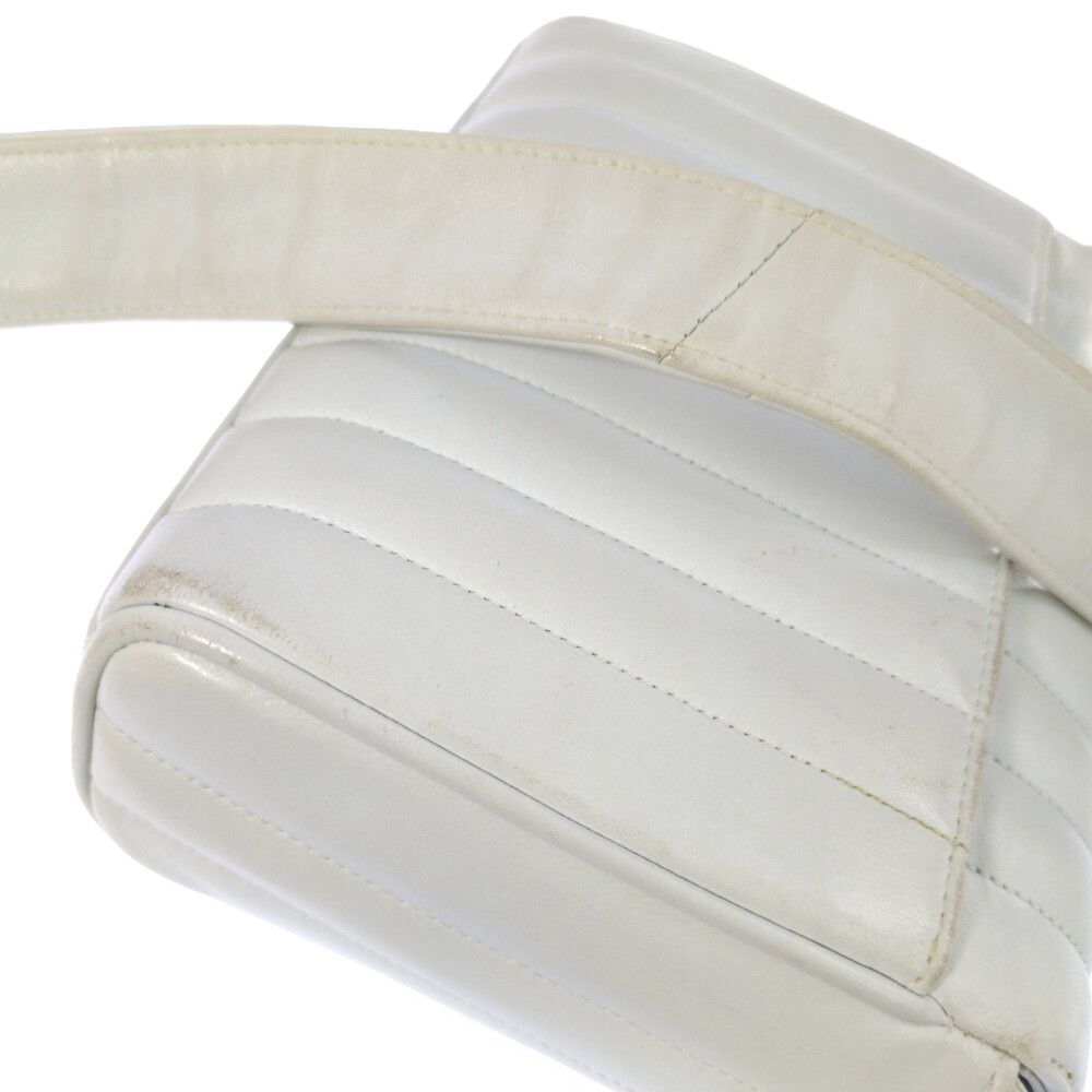 Chanel Geki Vertical Stitching CC Logo Shoulder Bag White Mademoiselle Vintage