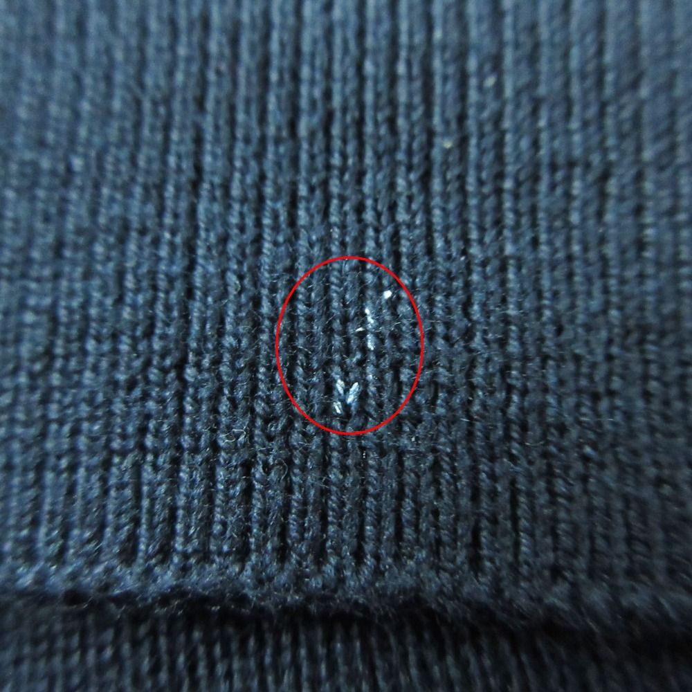 Moncler Knit V-neck Patch Tricolor Line Rib Cuffs Long Sleeve Cotton Top Navy — view 9