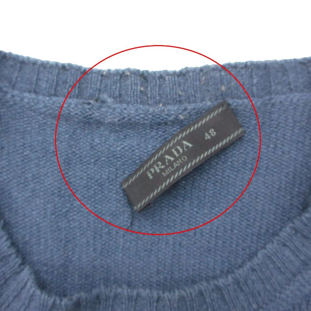 Prada Cashmere Knit Sweater Long Sleeve Crew Neck Pullover Top Navy 48 — view 7