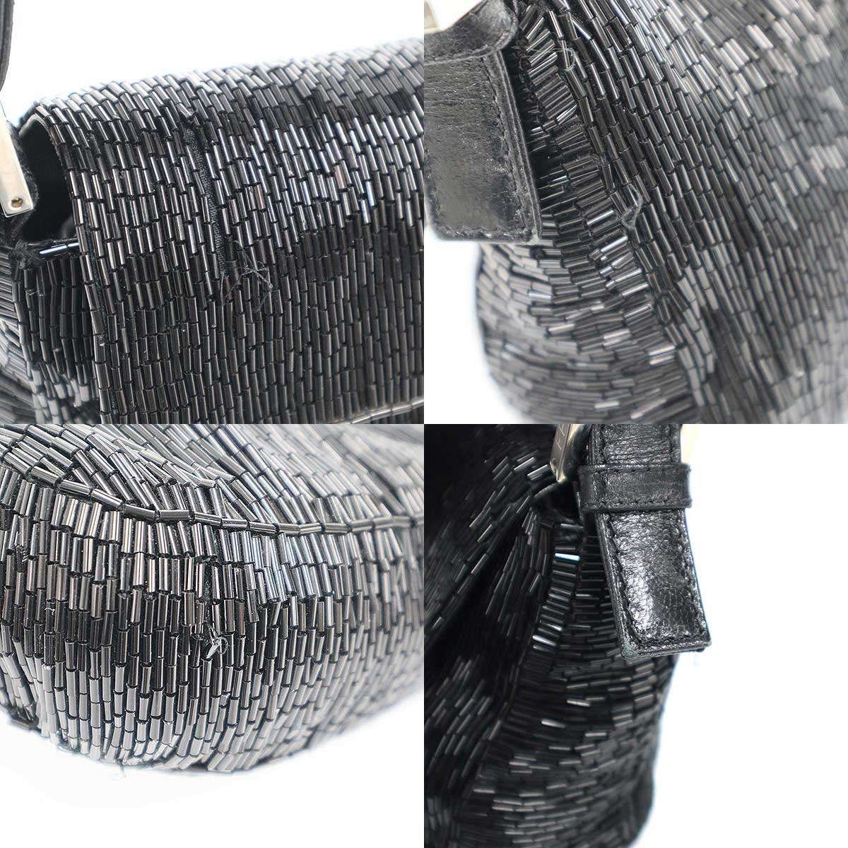 Fendi Beaded Mamma Baguette Bag Black — view 9