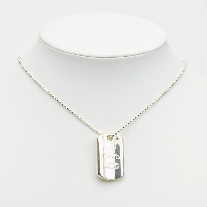 Tiffany & Co Dog Tag Plate Pendant Necklace Silver — view 7