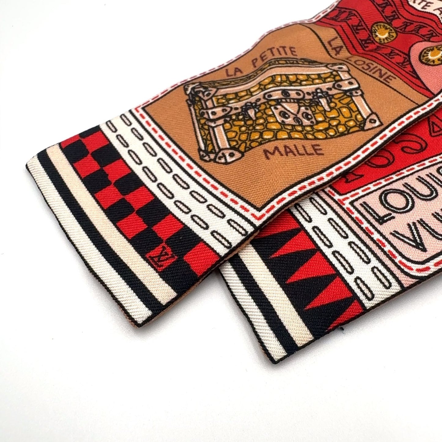 Louis Vuitton Bandeau BB Jeu de Silk Beige Multicolor Red Scarf — view 8
