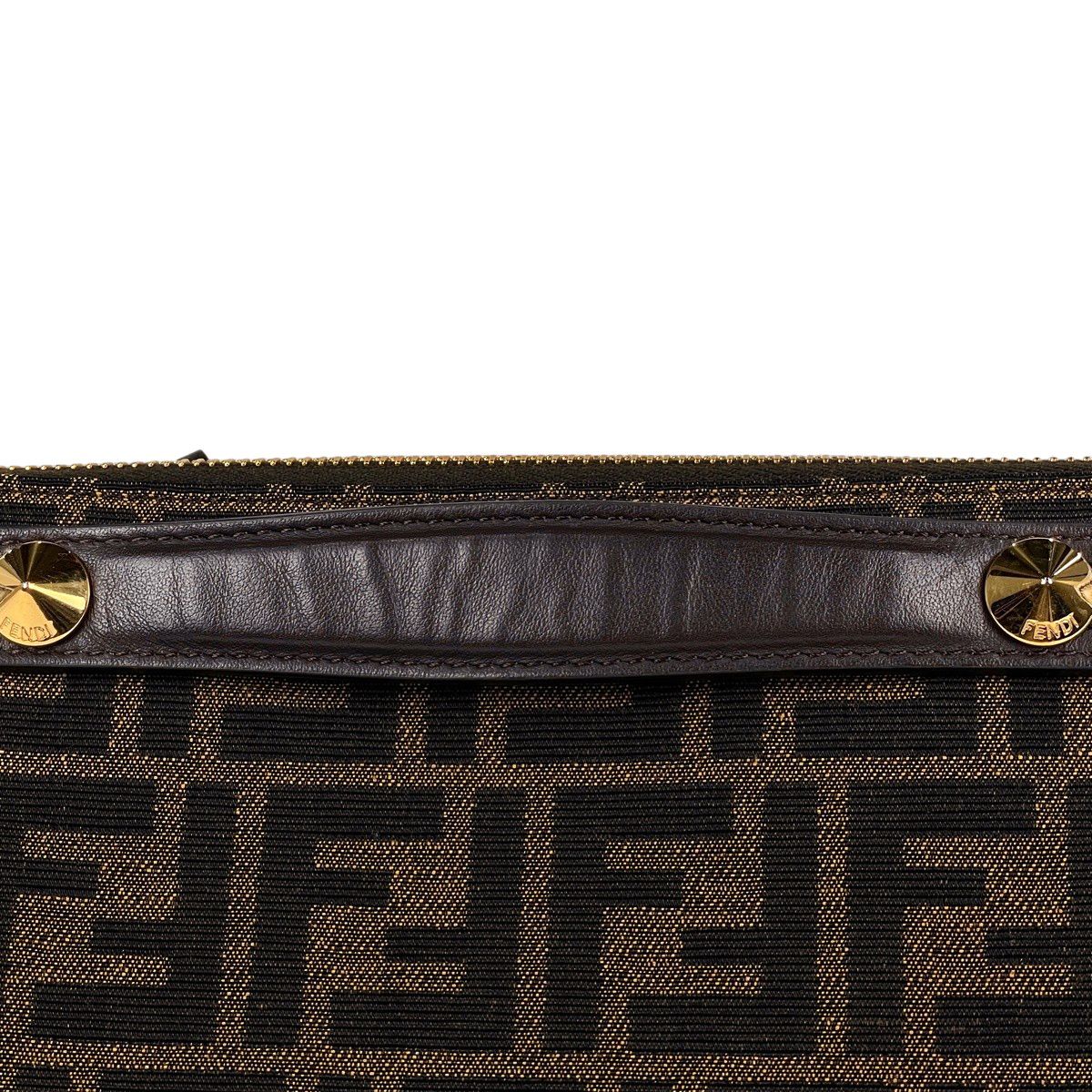 Fendi Visible Zucca Pattern 2-Way Handbag Canvas Brown — view 9