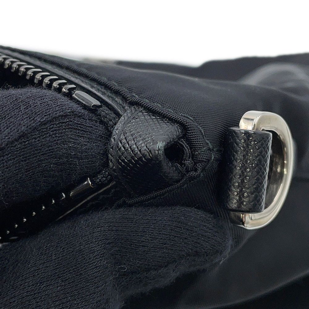 Prada Handbag Triangle Logo Robot Nylon Leather Black 2-Way — view 9