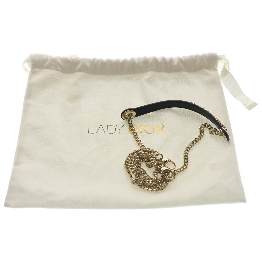 Dior Lady Mini Shoulder Bag Chain Black Lambskin Gold — view 6