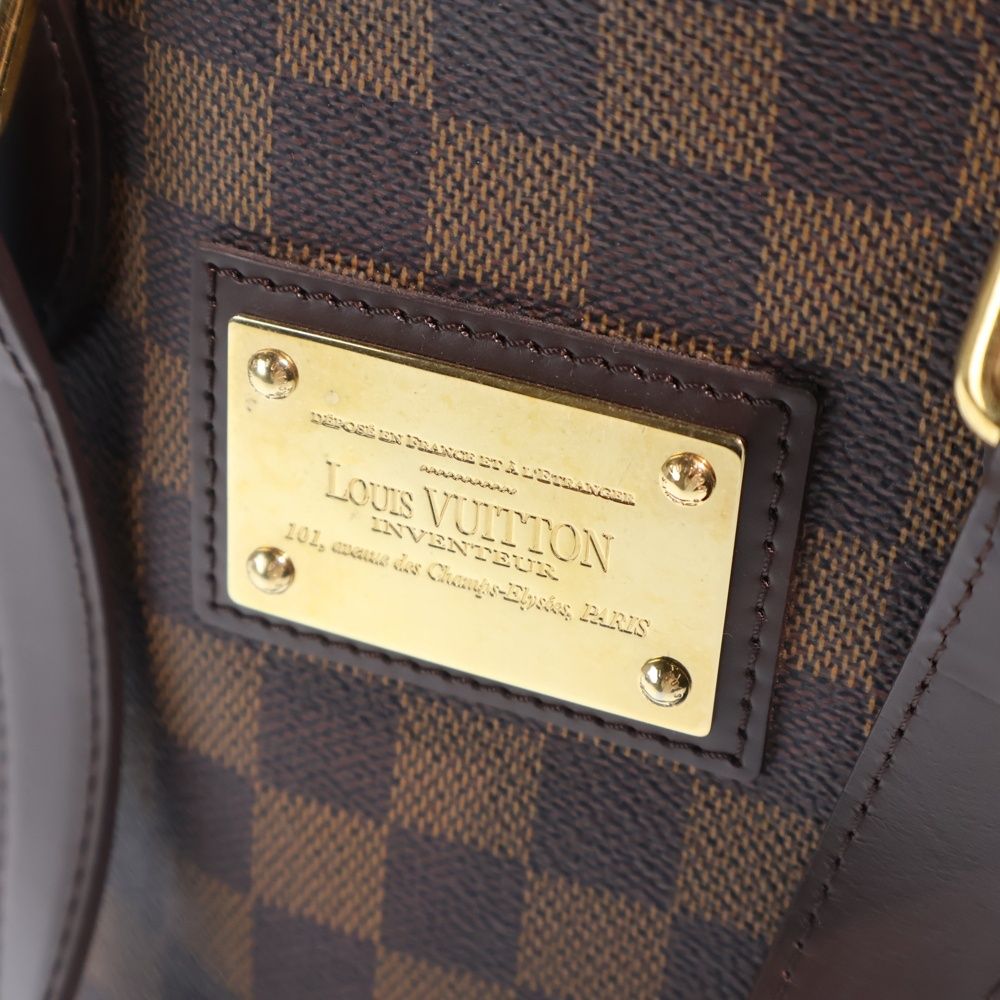 Louis Vuitton Damier Hampstead PM Tote Brown Leather Gold — view 6