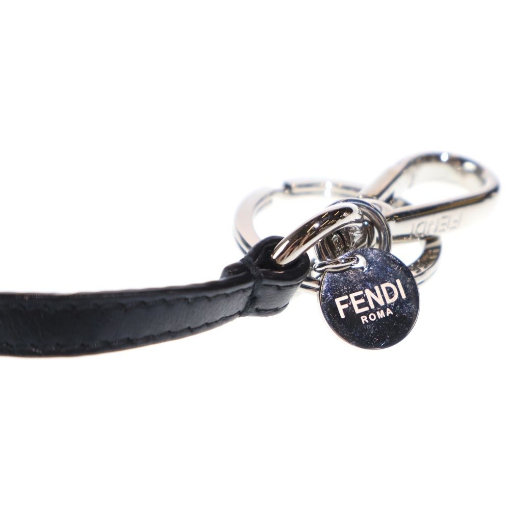 Fendi Jacquard Teddy Bear Key Holder Bag Charm Key Ring Mascot Brown Silver — view 6