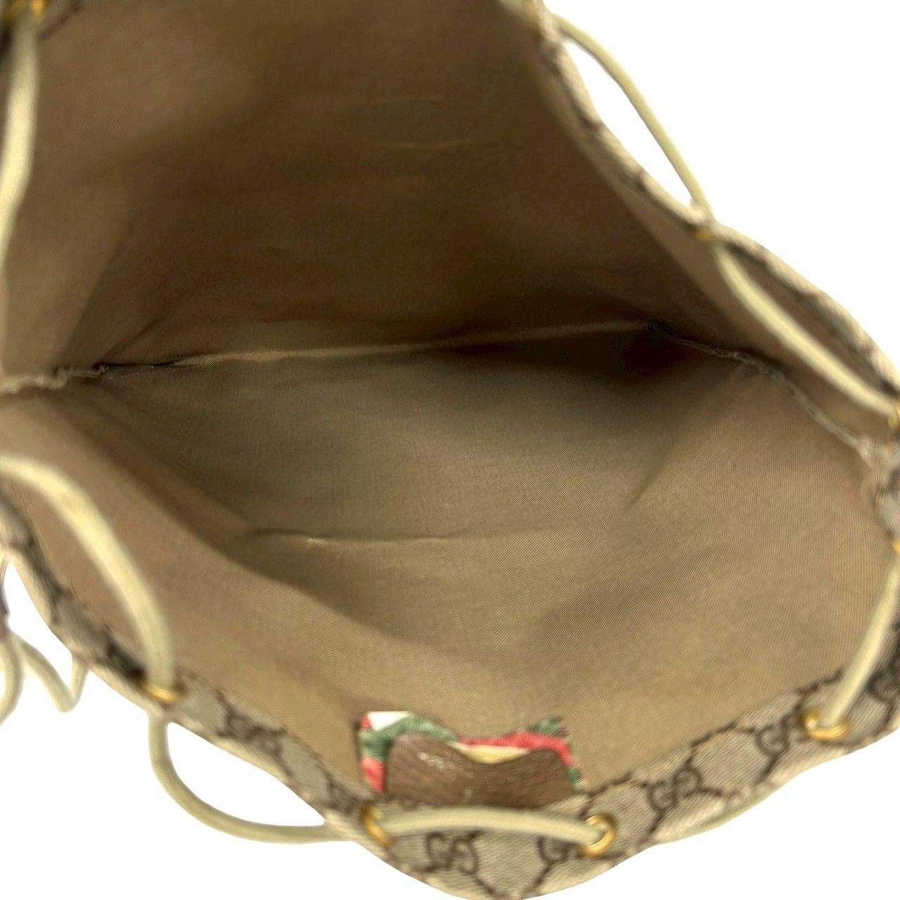 Gucci Vintage GG Logo Leather Drawstring Shoulder Bag Brown — view 9
