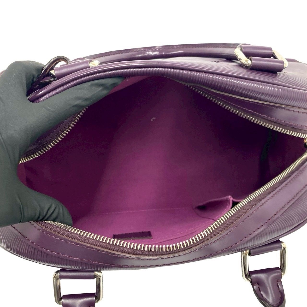 Louis Vuitton Bowling Montaigne PM Epi Leather Boston Bag Cassis Purple — view 9