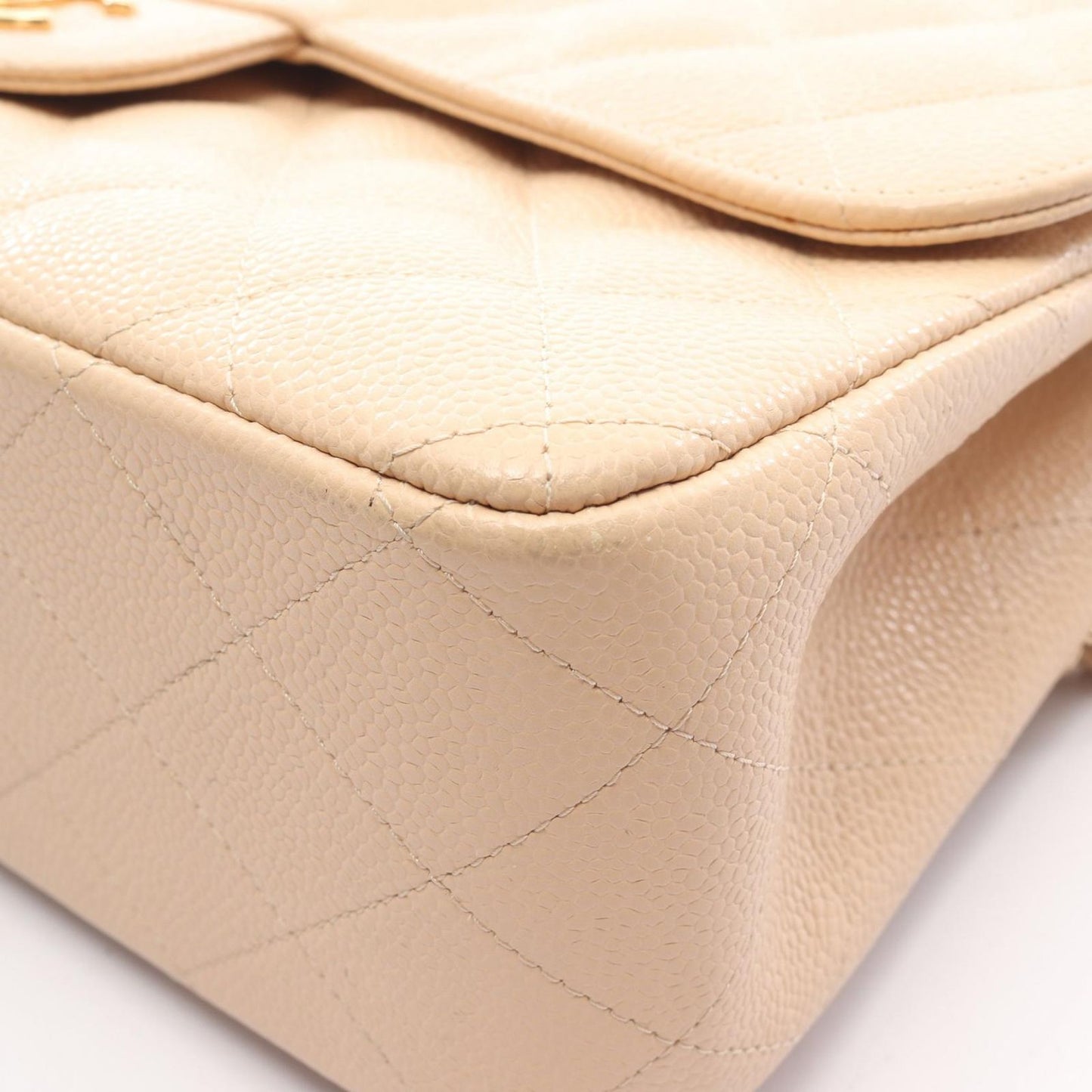 Chanel Shoulder Bag Big Quilted 30 Classic Large Double Flap Beige Caviar — view 9