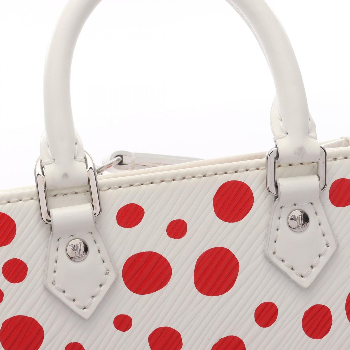 Louis Vuitton Handbag Yayoi Kusama Petite Sac Plat 2-Way White Red Leather LV Yk — view 9