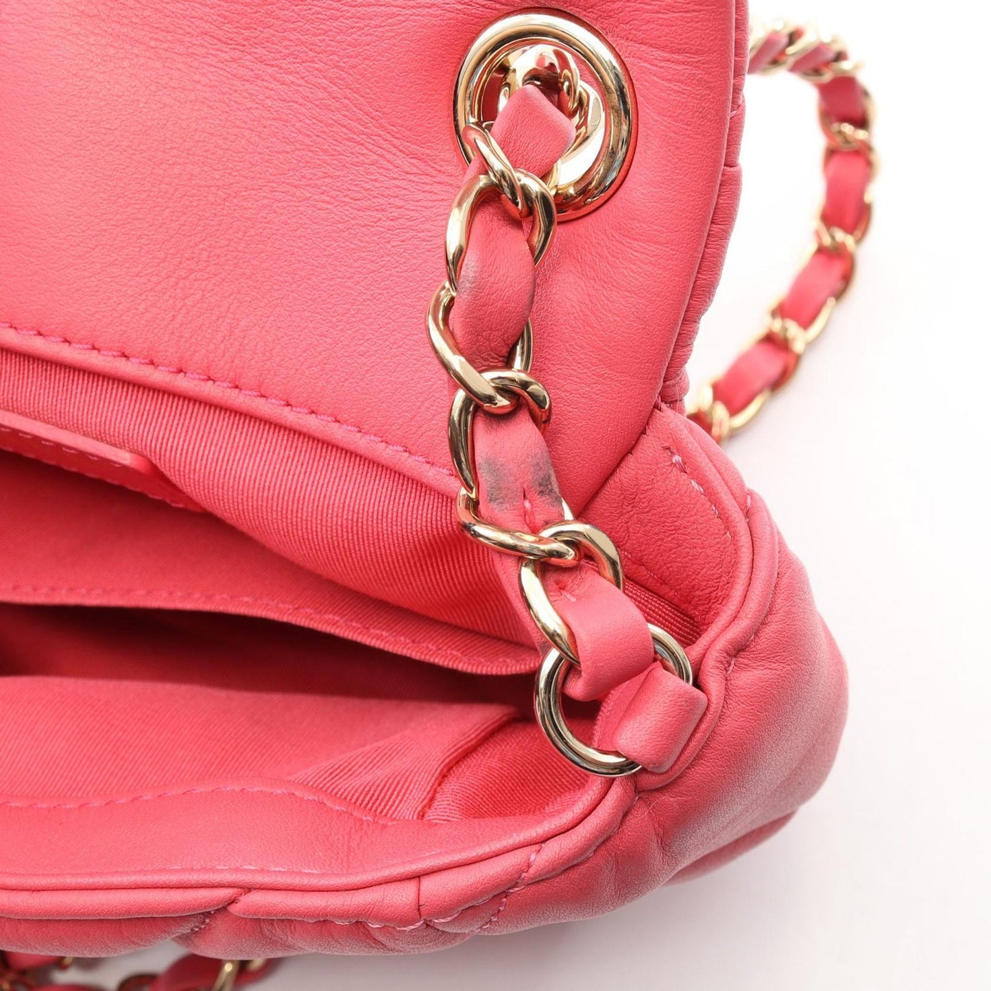 Chanel Shoulder Bag Quilted Pink Lambskin Small Flap Chain — view 9