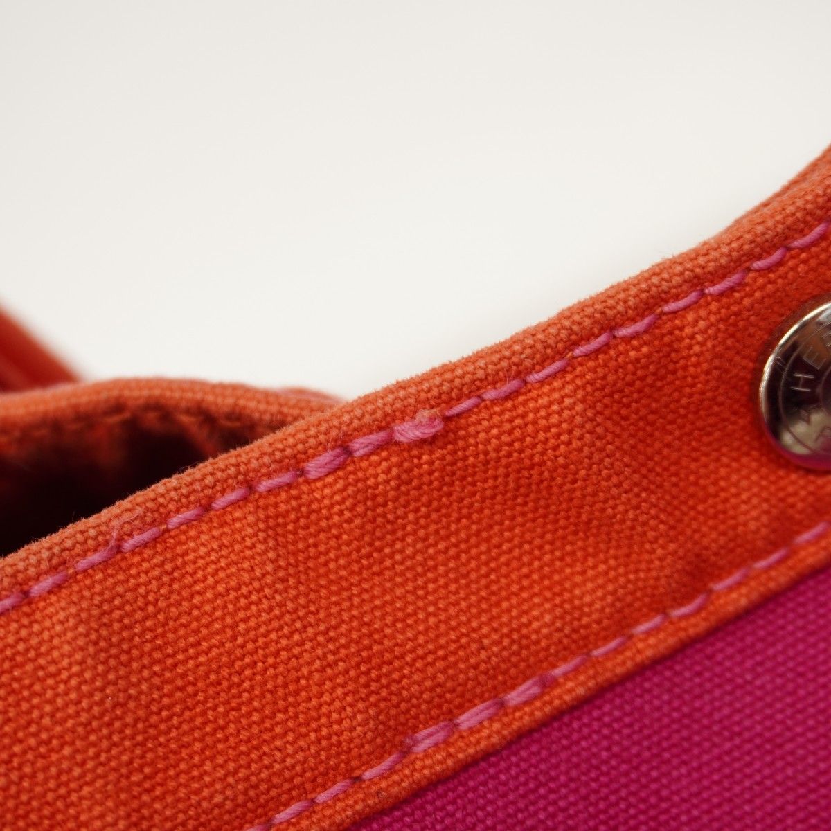 Hermes Tote Sac Baga Canvas Red Pink Silver — view 9