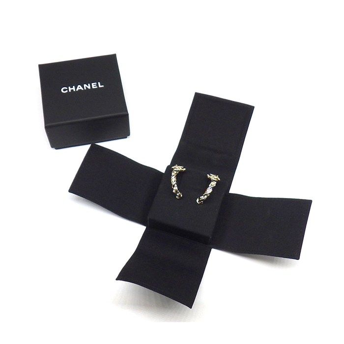 Chanel Earrings CC Logo Hoop Line Stone Imitation Pearl — view 6