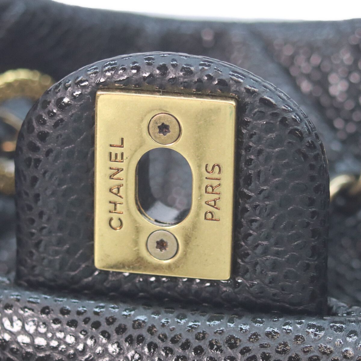 Chanel Black Caviar Leather Gold Quilted Chain Backpack — view 9