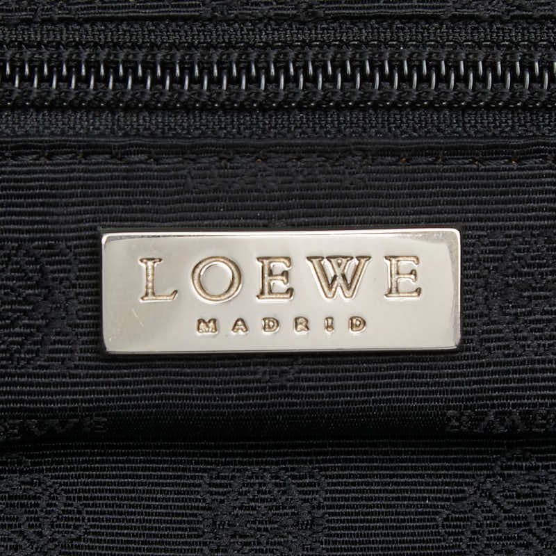 Loewe Anagram Crossbody Shoulder Bag Beige Black Canvas Leather — view 9