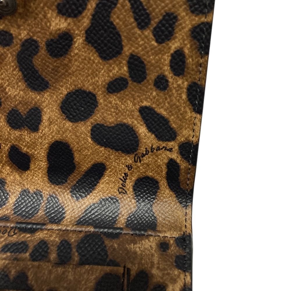 Dolce & Gabbana Leopard Print Mini Shoulder Bag Wallet Beige Black — view 9