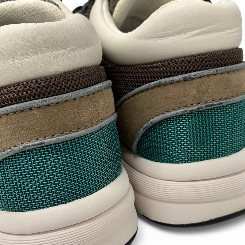 Chanel Sneakers Shoes Mesh Suede Leather Brown Green CC Logo — view 9